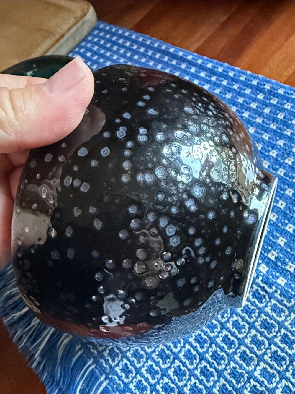 Reactive Glaze Ceramic Serving Bowls in Teal and Blue